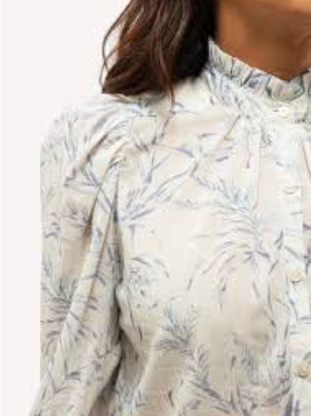 Alix of Bohemia Annabel Toile Women's Cream Floral Ruffled Neck Blouse - Picture 8 of 10